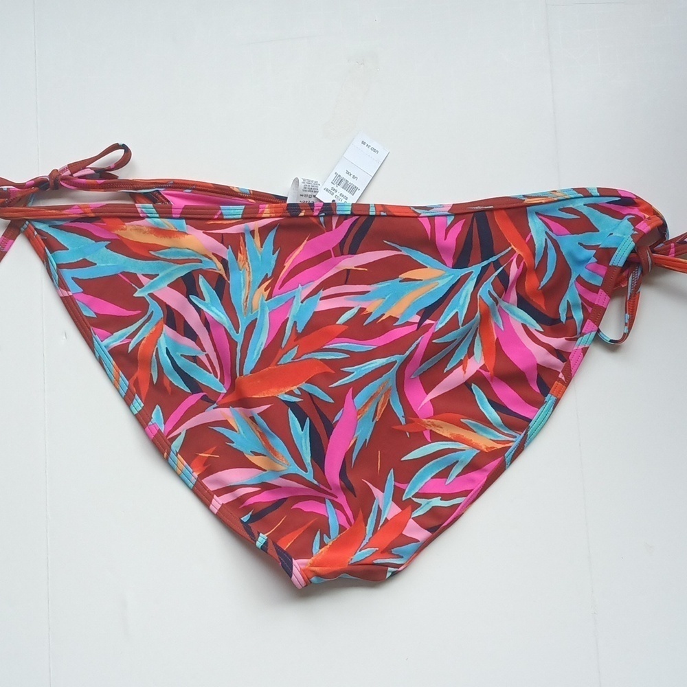 NWT Aerie Women's Bikini Swim Bottom Pink Floral Tropical String Tie Size XXL